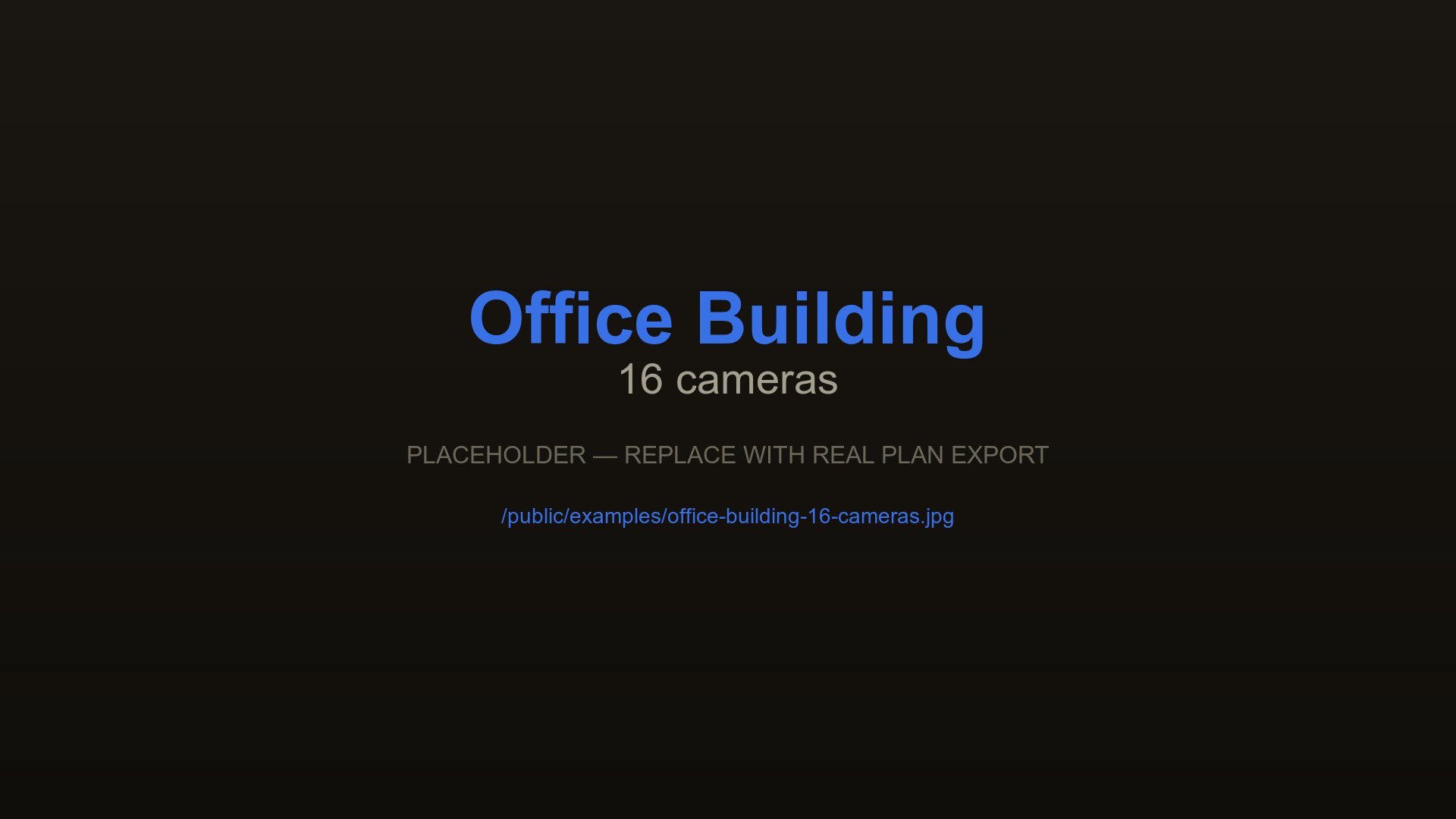 Multi-floor office building CCTV plan with 16 cameras at lobbies, lifts, server room, and parking, designed with CCTVplanner